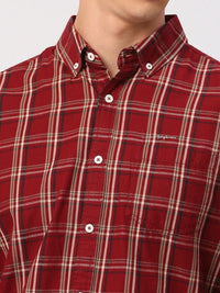 Being Human Men Slim Fit Button-Down Collar Tartan Checks Opaque Checked Casual Shirt