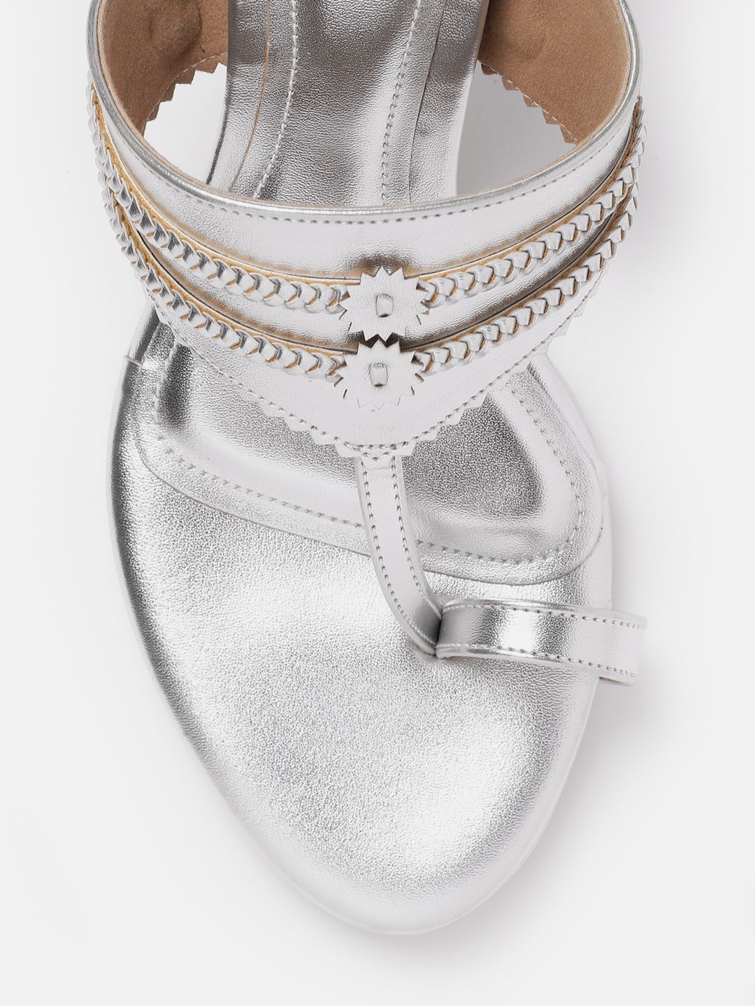 House of Pataudi Open Toe Woven Design Slim Heels
