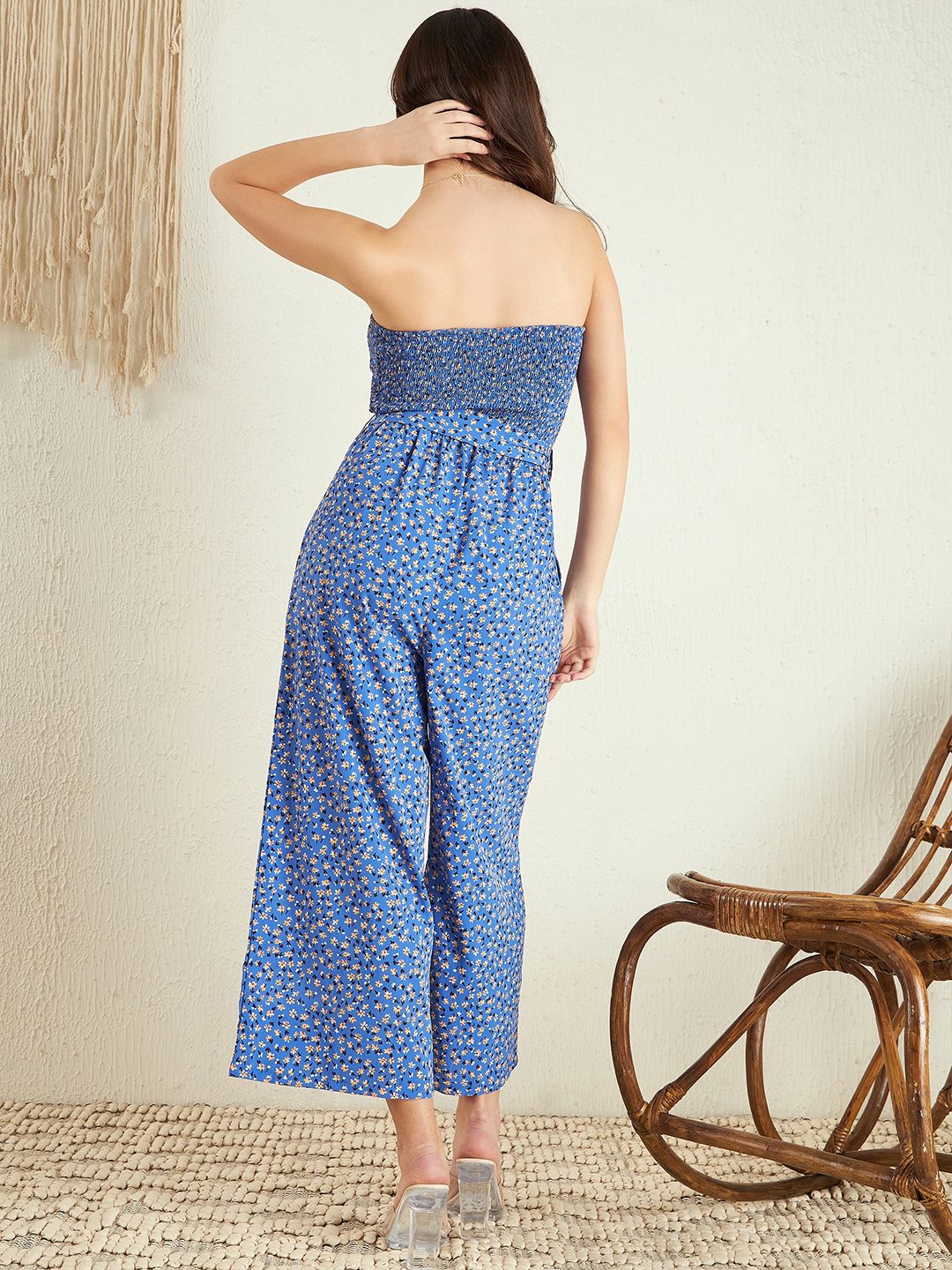 Berrylush Strapless Printed Culotte Jumpsuit