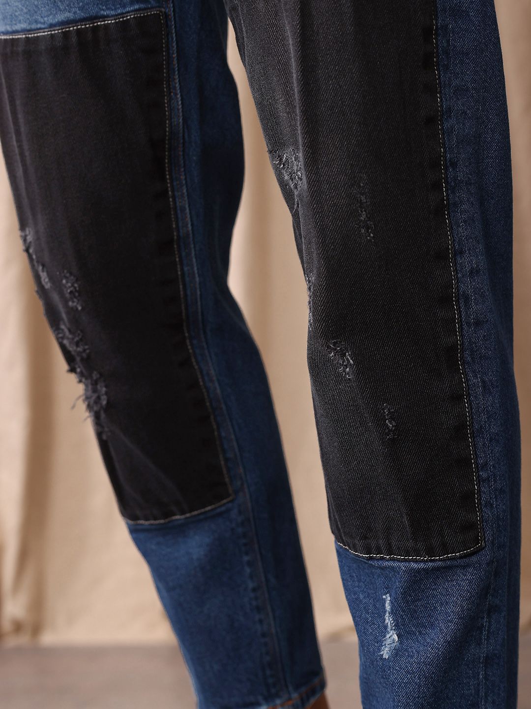 Mr Bowerbird Men Tapered Cropped Mildly Distressed Light Fade Stretchable Jeans