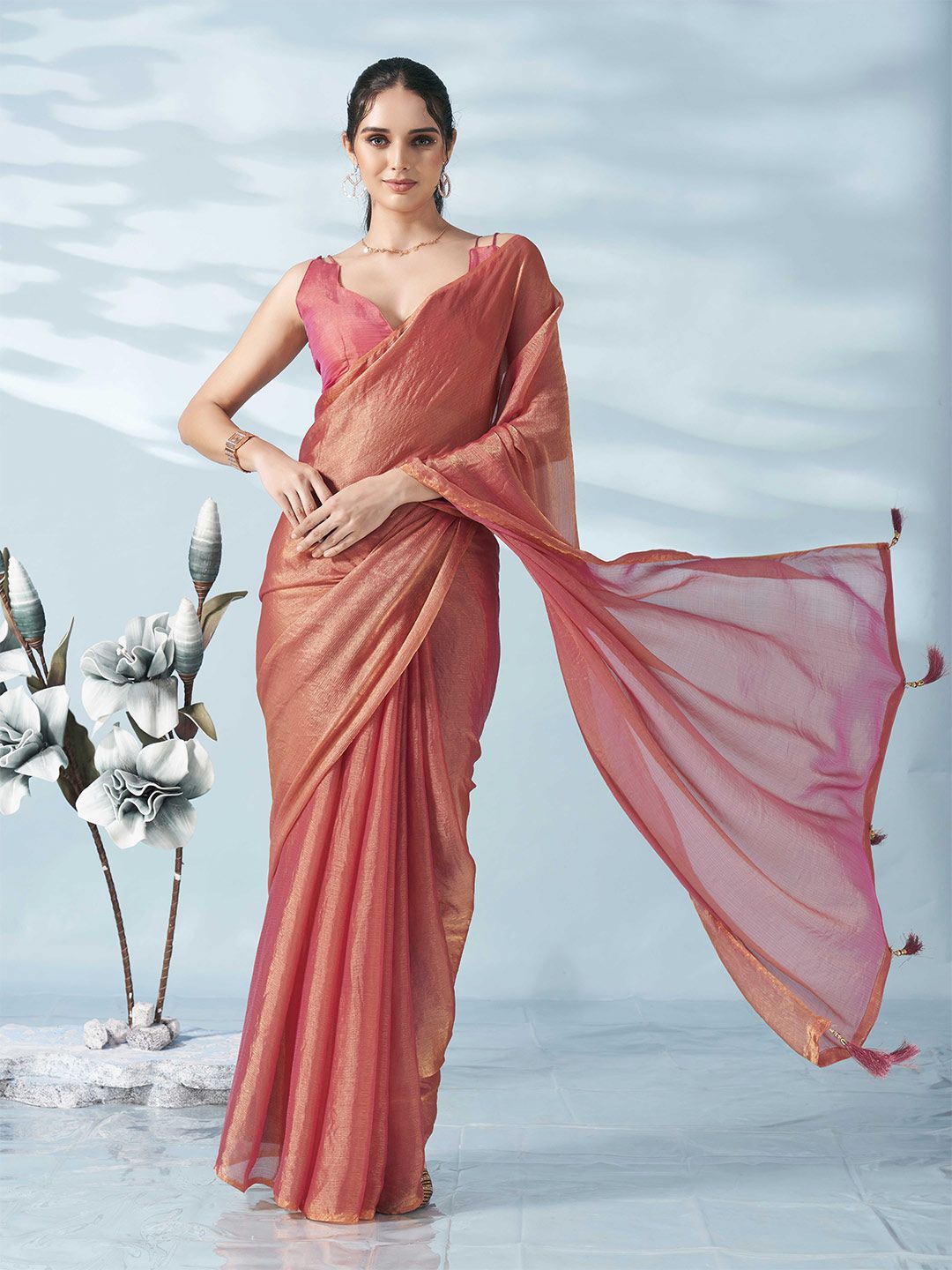 Tikhi Imli Two Tone Poly Chiffon Saree