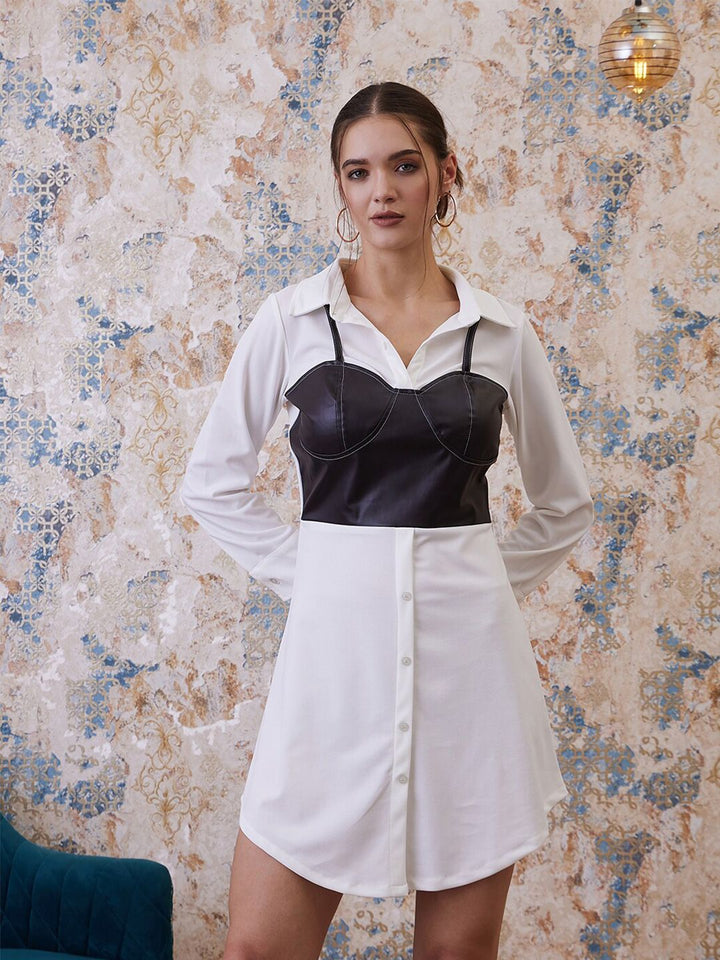 Athena Shirt Collar A-Line Party Mini Dress