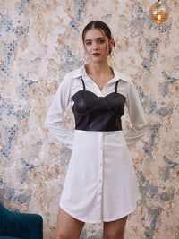 Athena Shirt Collar A-Line Party Mini Dress