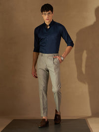 DENNISON Men Navy Blue Comfort Regular Fit Solid Formal Shirt