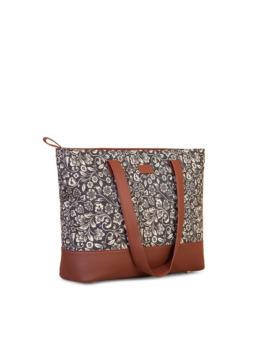 ZOUK Black Ethnic Motifs Printed Structured Shoulder Bag