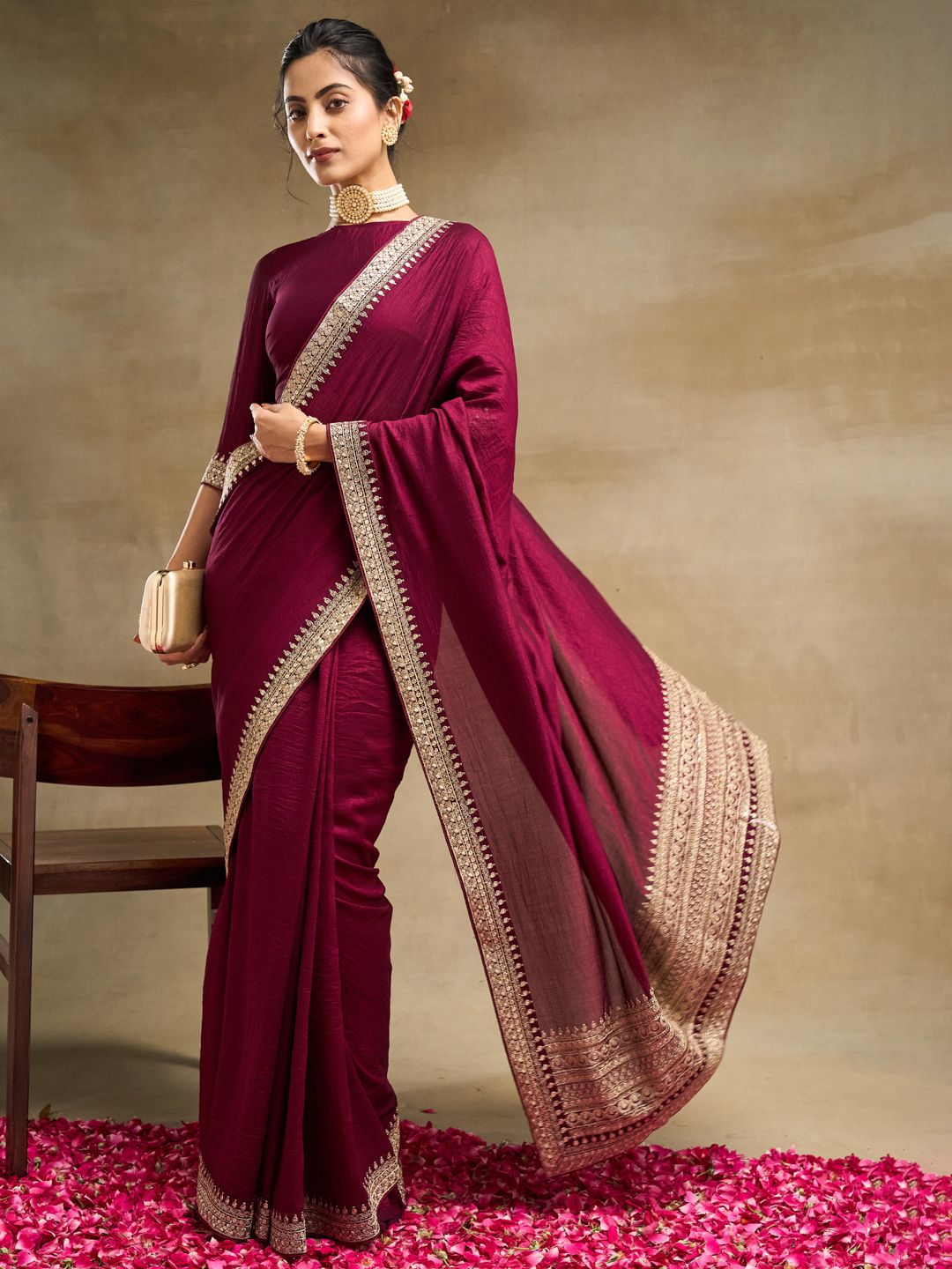Saree Sutera Tulen Bersulam kasee