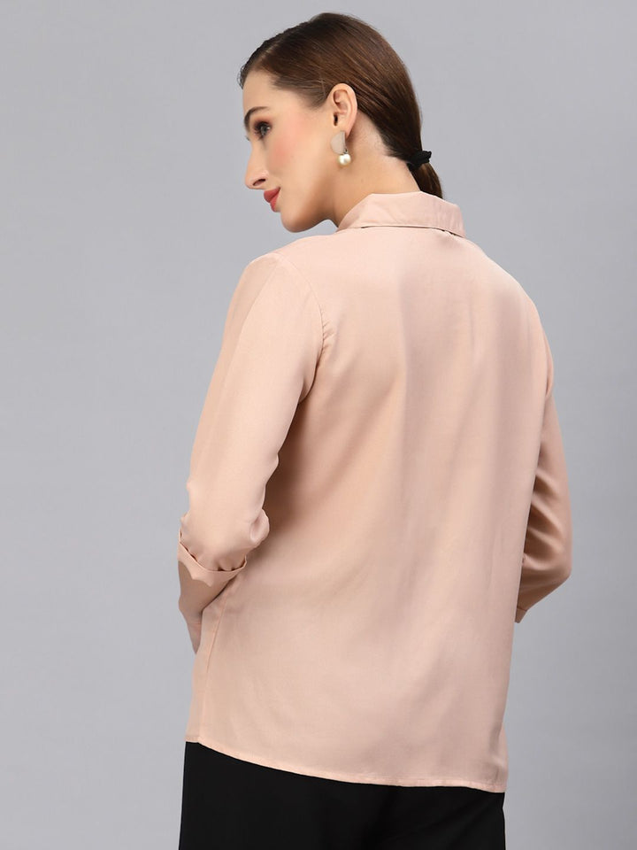 Style Quotient Women Nude-Coloured Solid Smart Casual Shirt