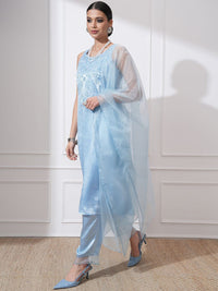 Vishudh Women Ethnic Motifs Embroidered Regular Thread Work Kurta with Trousers & With Dupatta
