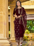 KALINI Ethnic Motifs Embroidered Kurta with Trousers & With Dupatta