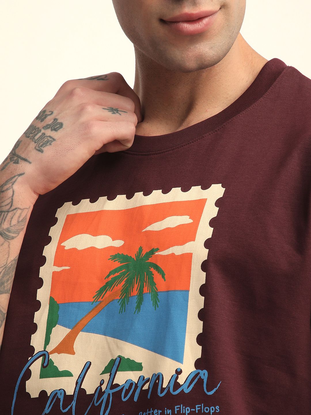 Difference of Opinion Men Short Sleeve Oversized Crew Neck Varsity Printed Tshirt