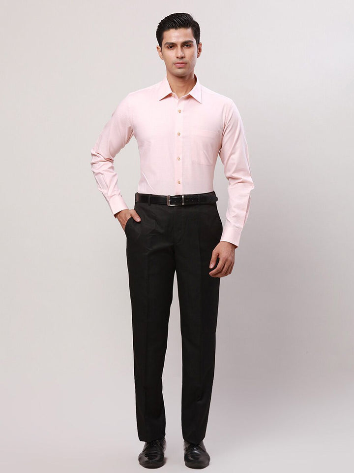 Raymond Contemporary Fit Self Design Spread Collar Cotton Formal Shirt