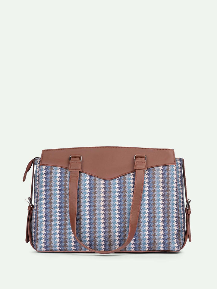 ZOUK Bombay Houndstooth Geometric Printed Structured Shoulder Bag