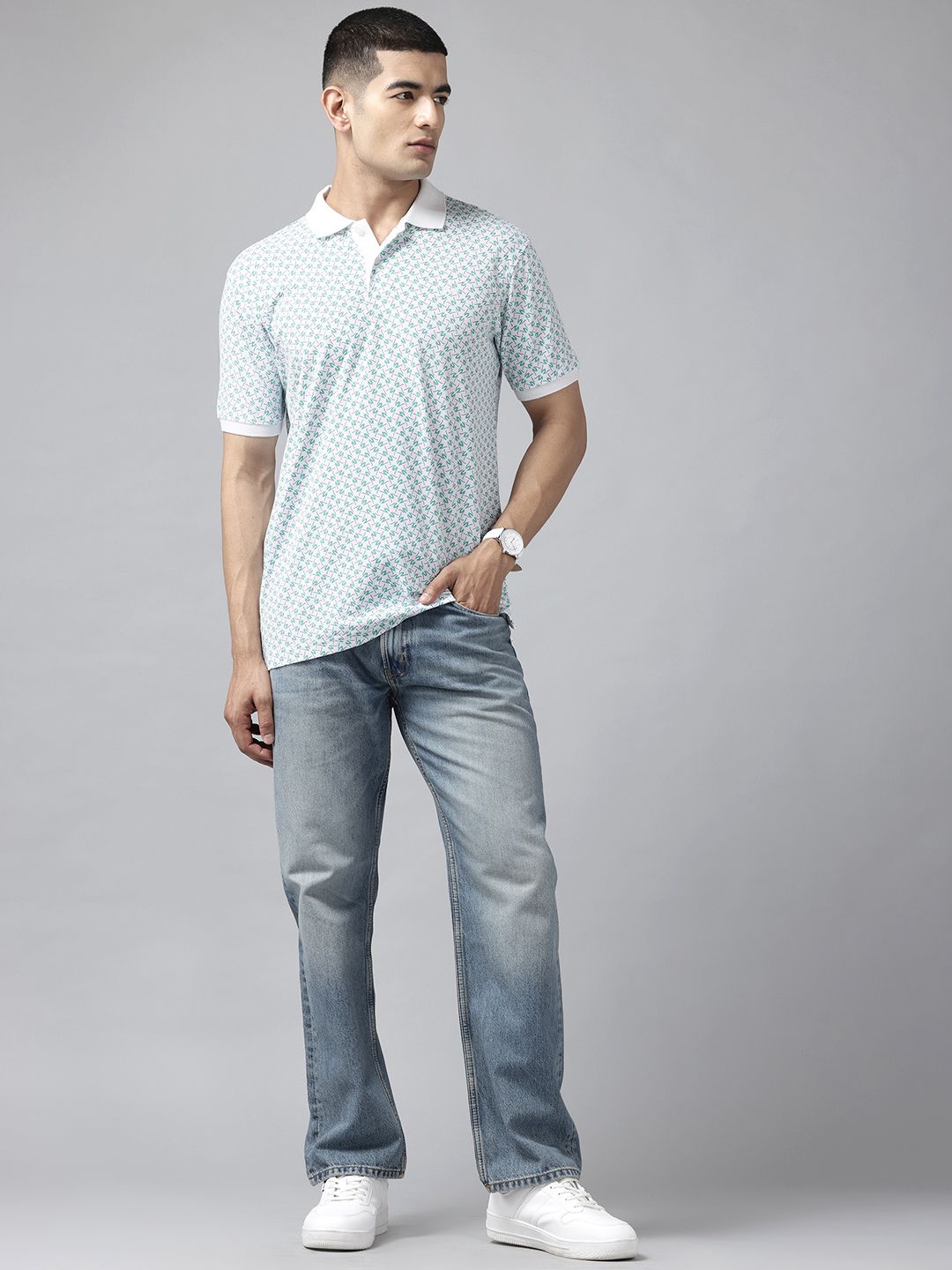 Park Avenue Printed Polo Collar Slim Fit T-Shirt