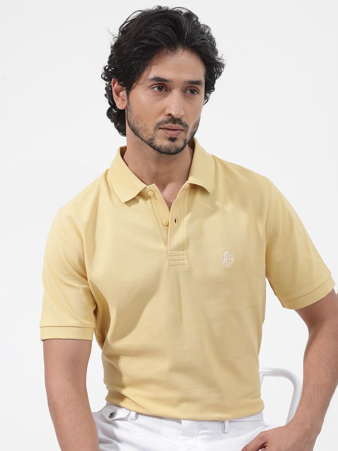 RARE RABBIT Men Paret-Bright Regular Fit Polo Collar Cotton T-Shirt
