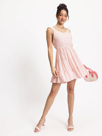 DressBerry Voluminous Vogue Tiered Satin Fit & Flare Mini Dress