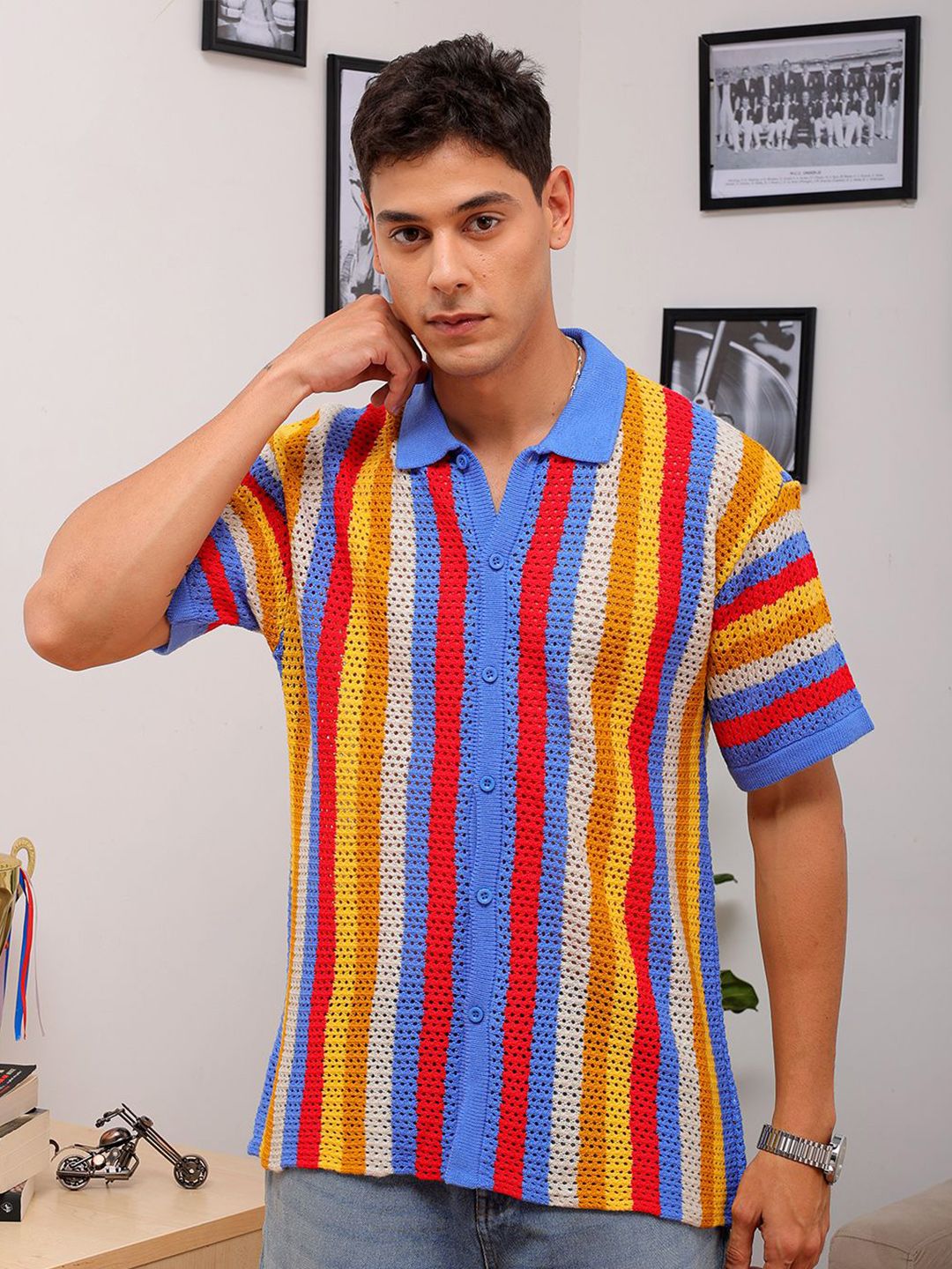 The Indian Garage Co Striped Spread Collar Relaxed Fit Shirt