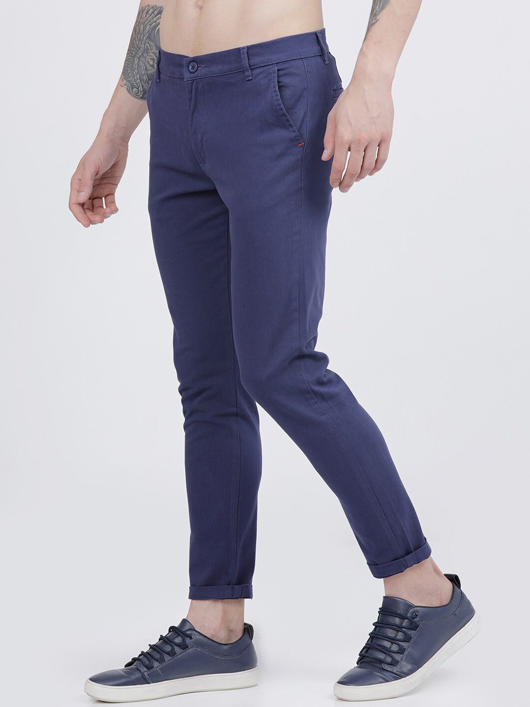 The Indian Garage Co Men Blue Slim Fit Regular Trousers
