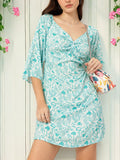 DressBerry Coastal Chic Printed Twisted A-Line Mini Dress