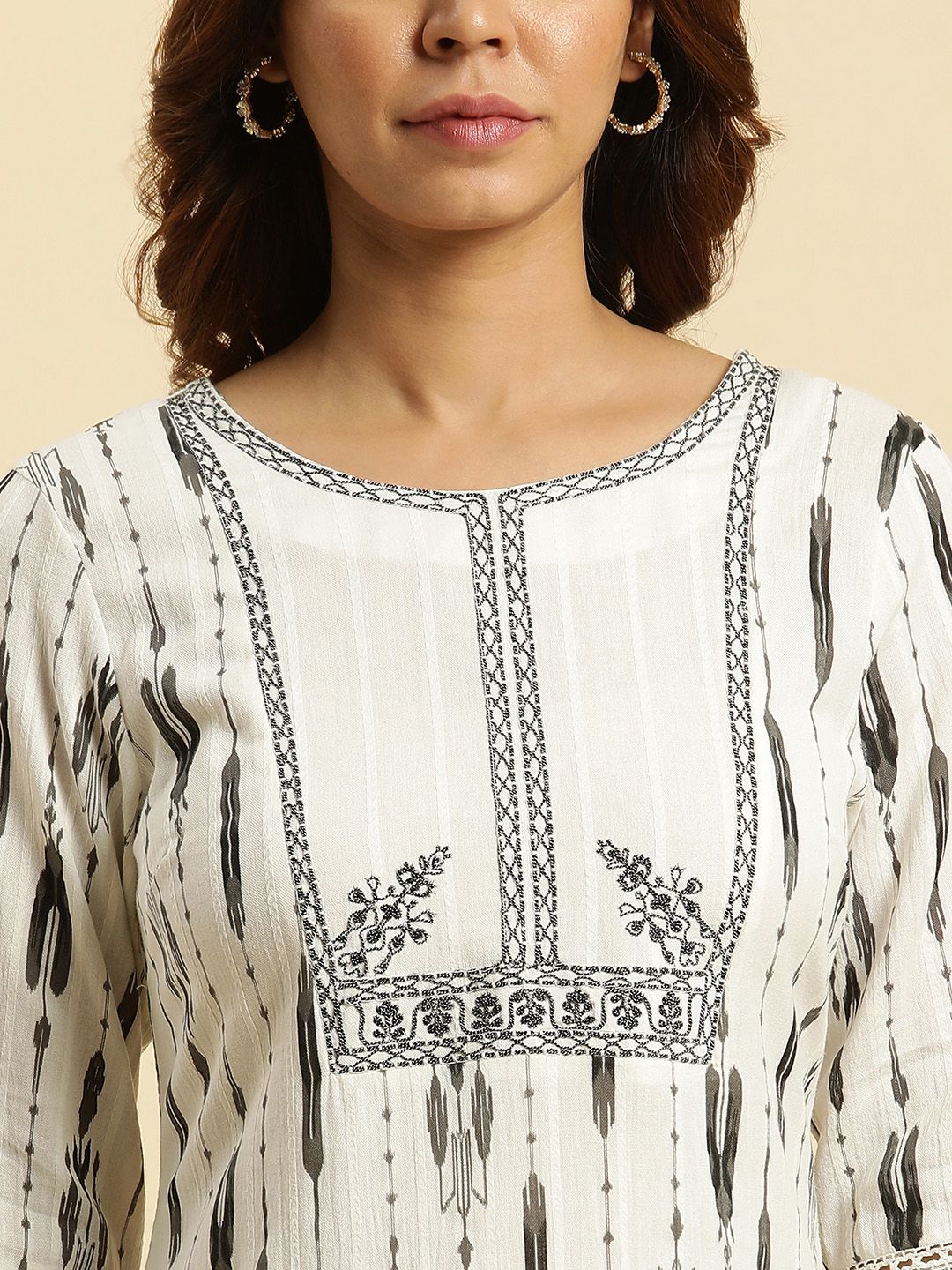 W Abstract Woven Design Thread Work Pure Cotton Kurta