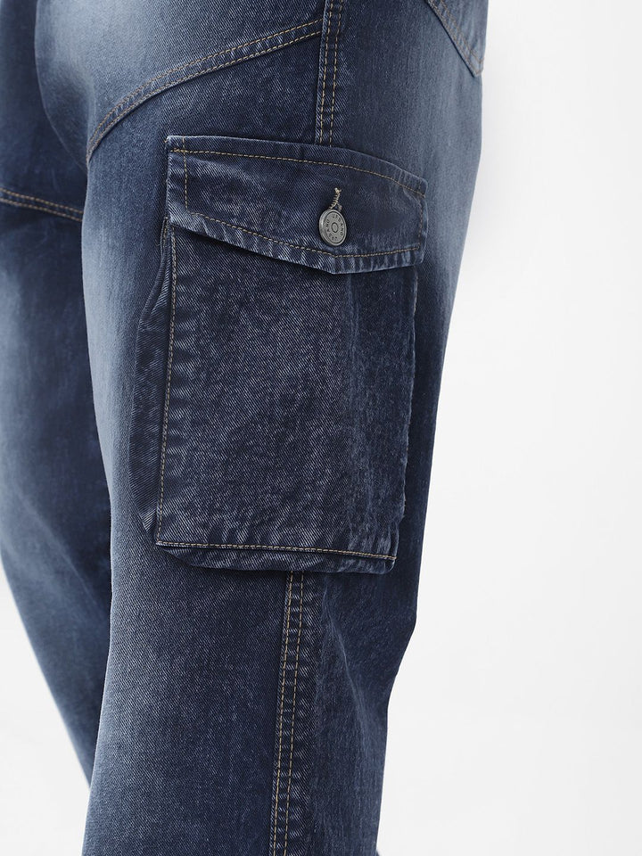 Urbano Fashion Men Loose Relaxed Fit Heavy Fade Jeans With 7 Pockets Non-Stretchable