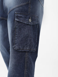 Urbano Fashion Men Loose Relaxed Fit Heavy Fade Jeans With 7 Pockets Non-Stretchable