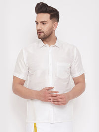 VASTRAMAY Premium Spread Collar Silk Shirt