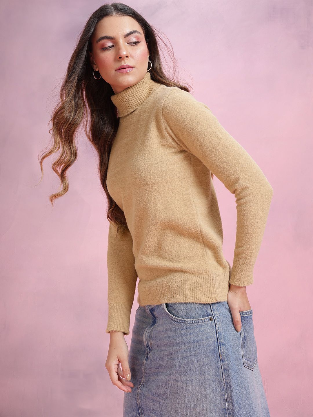 DressBerry Turtle Neck Fuzzy Sweater
