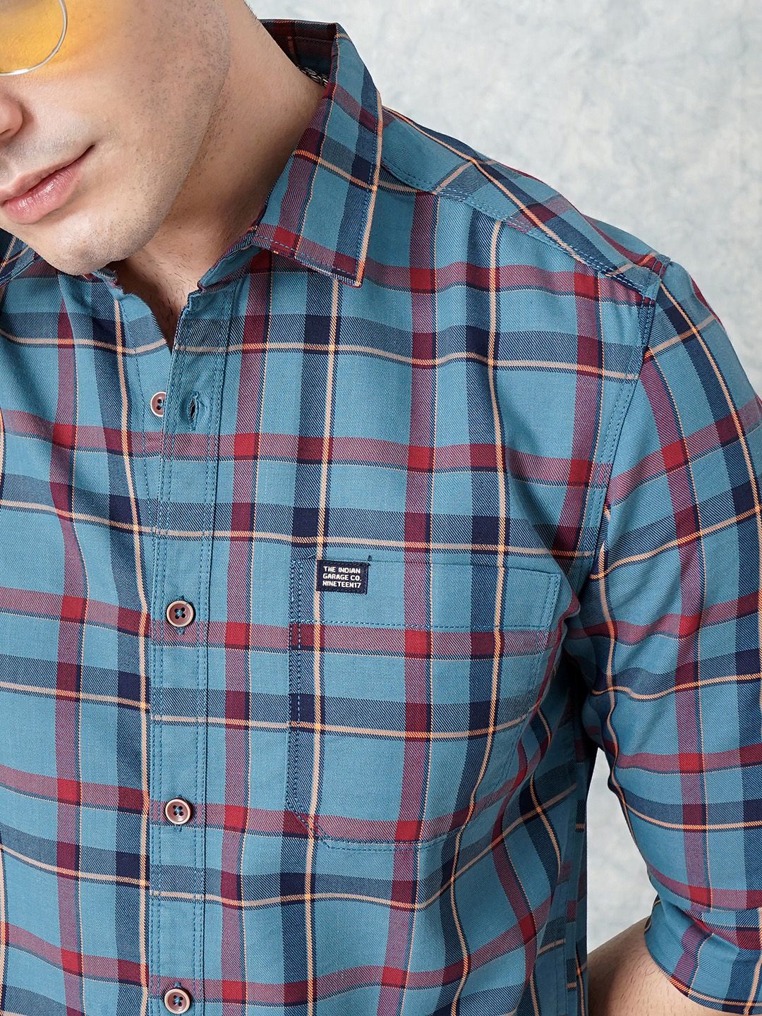 The Indian Garage Co Men Checked Cotton Casual Shirt