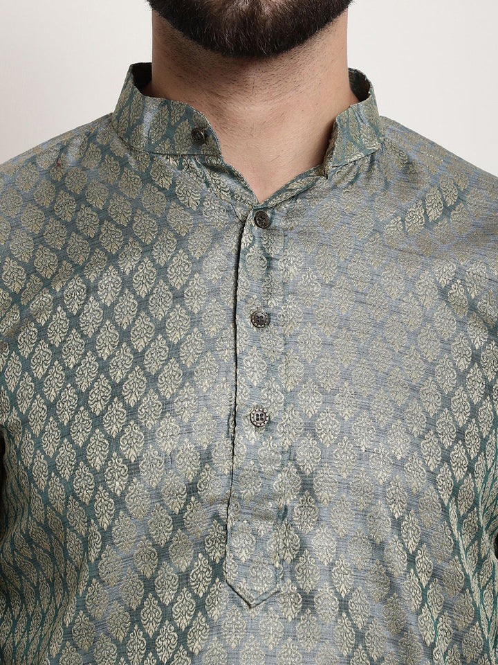 SOJANYA Lelaki Tenunan Design Jacquard Straight Kurta