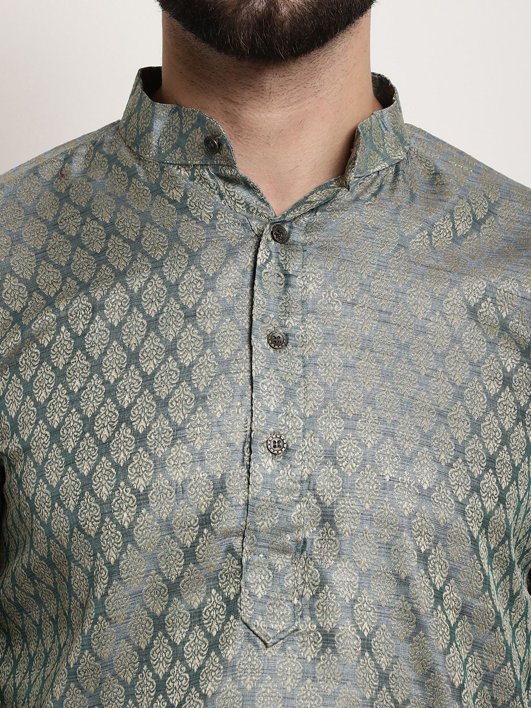 SOJANYA Lelaki Tenunan Design Jacquard Straight Kurta
