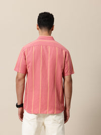 Mr Bowerbird Liberal Fit Linen Cotton Opaque Striped Casual Shirt