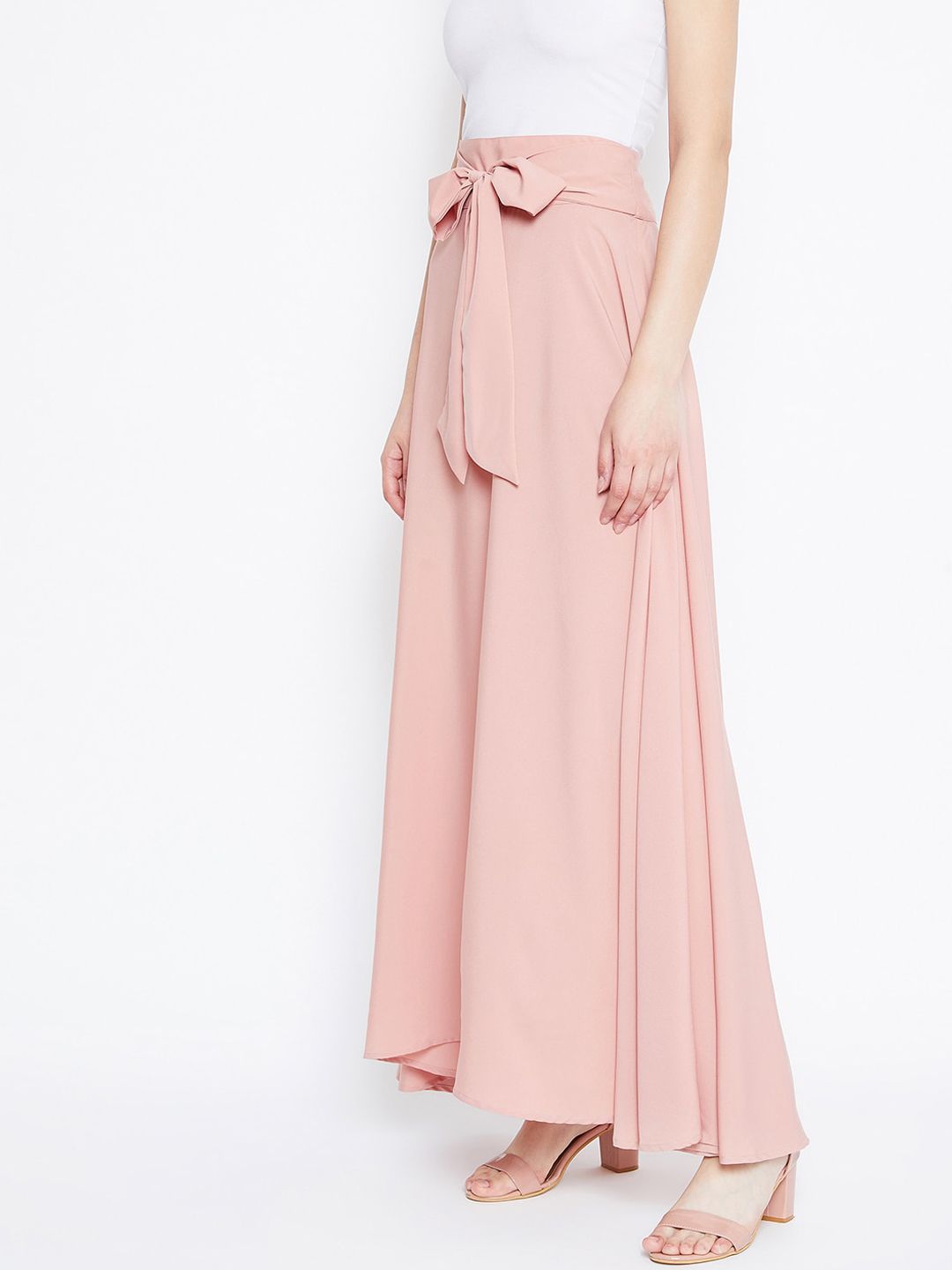 Berrylush Dusty Pink Flared Maxi Skirt