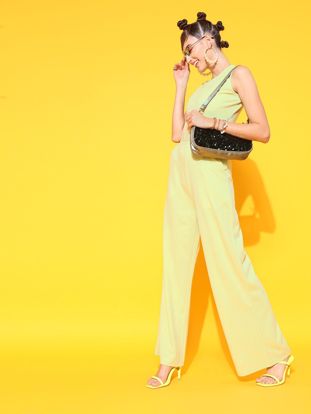 STREET 9 Women Lime Green Solid Corset Jumpsuit