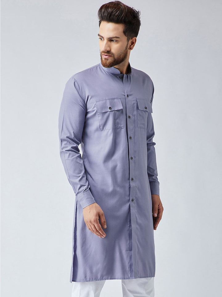 SOJANYA Men Blue Solid Pathani Kurta
