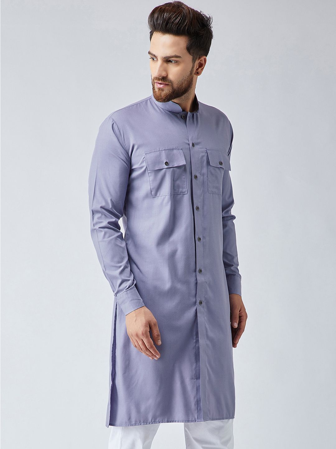 SOJANYA Men Blue Solid Pathani Kurta
