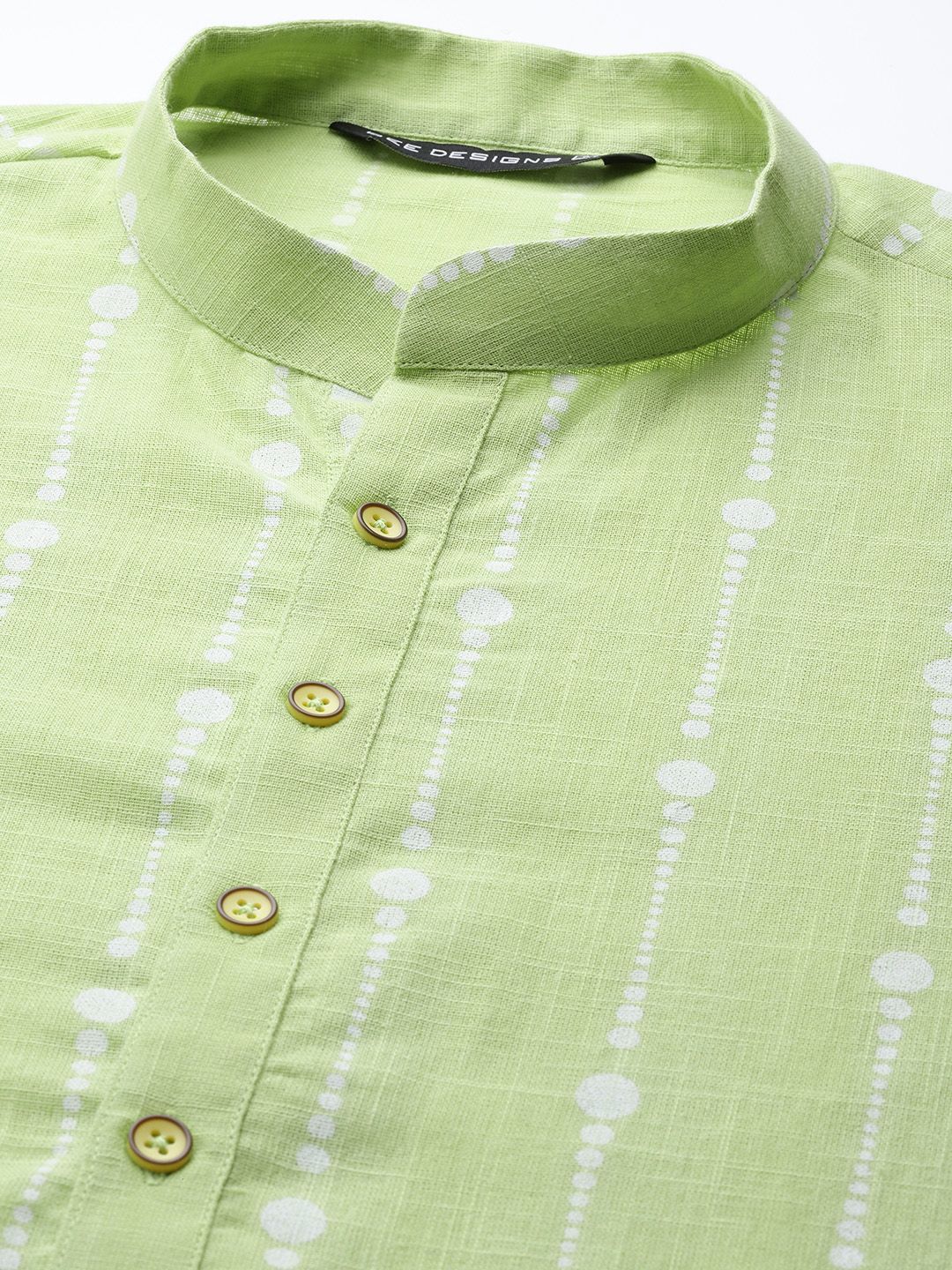 See Designs Men Lime Green & White Pure Cotton Printed Kurta with Pyjamas