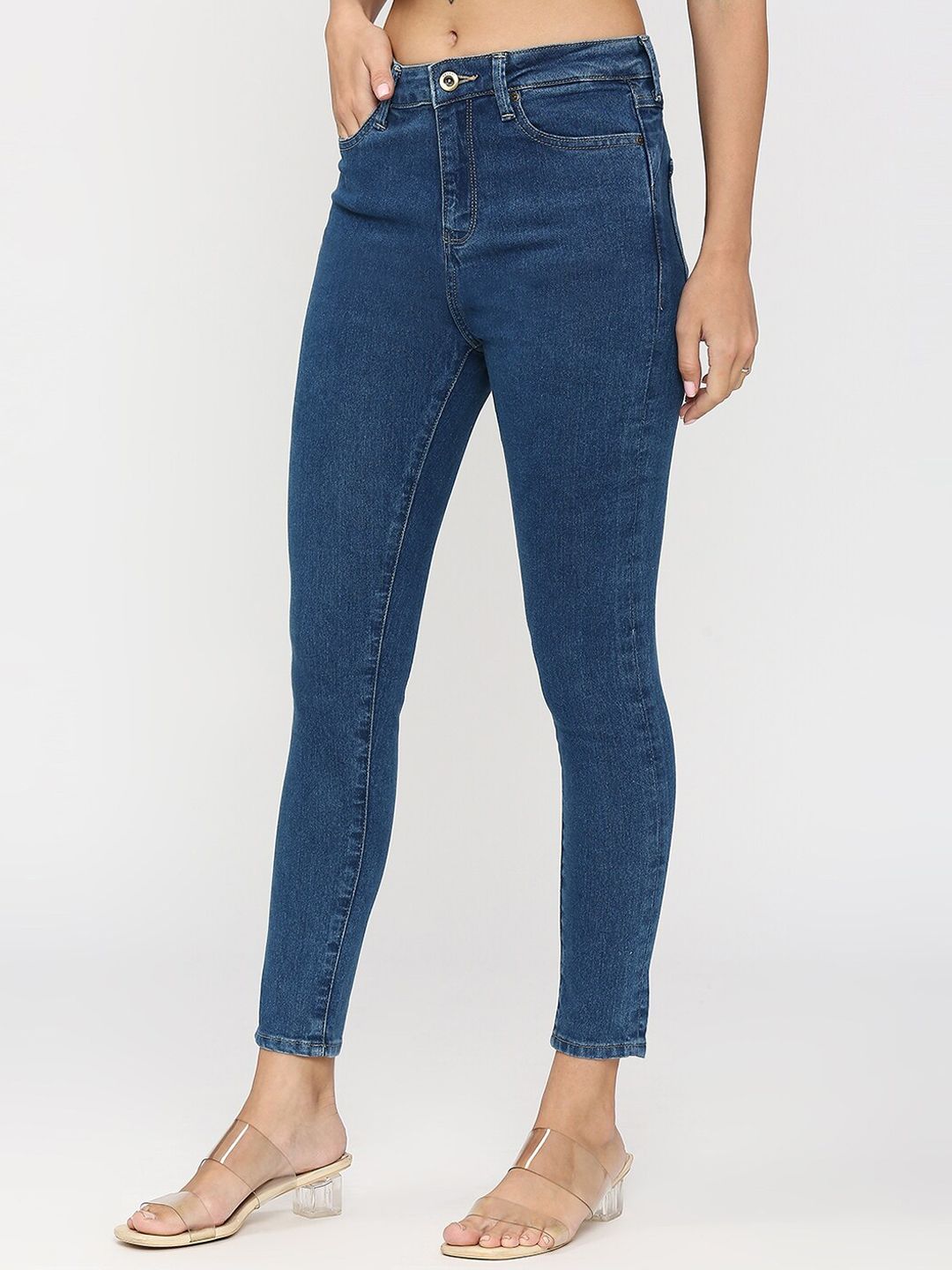 SPYKAR Women Mid-Rise No Fade Dark Shade Non Stretchable Skinny Fit Jeans