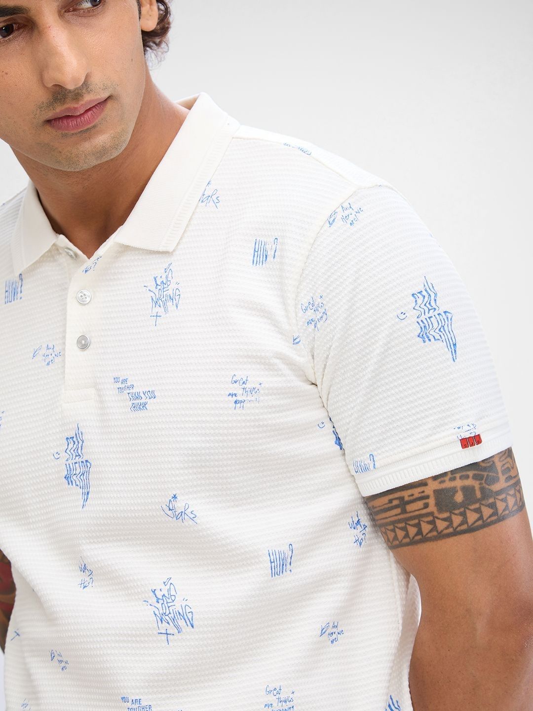 SPYKAR Men Printed Polo Collar Slim Fit T-shirt