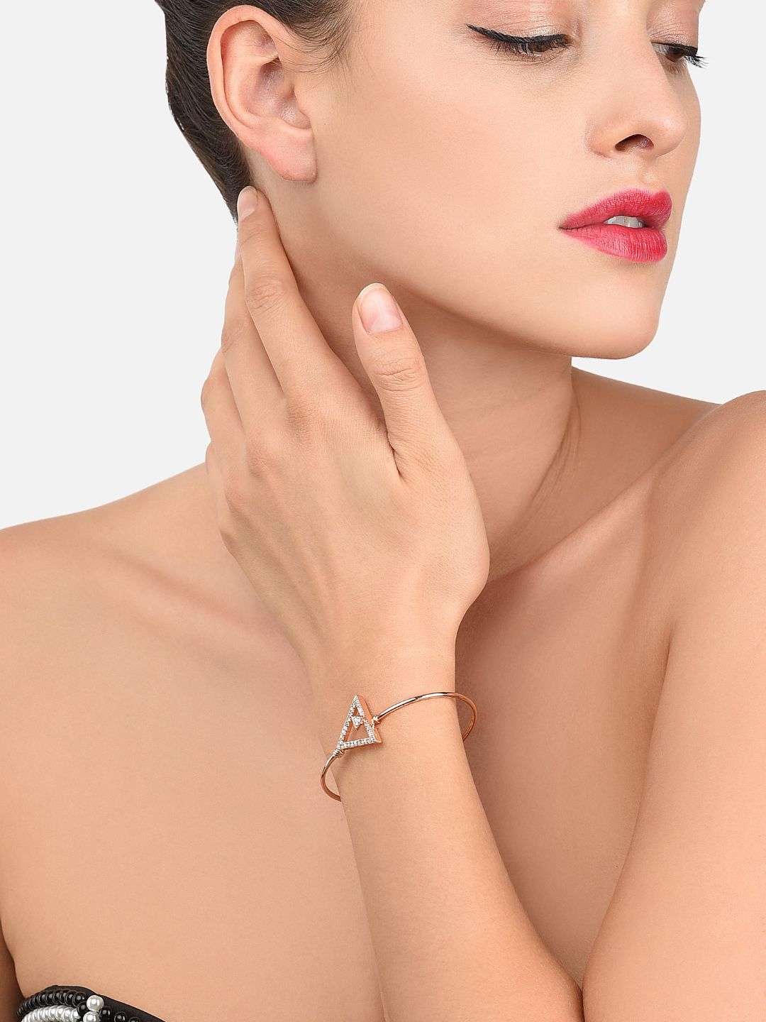 Set Sadur Emas Zaveri Pearls Rose 2 Gelang Gaya