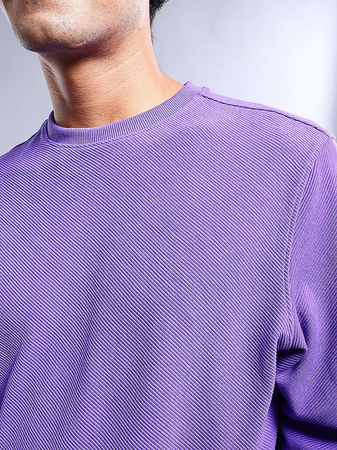 The Indian Garage Co Self Design Textured Long Sleeve Pullover Sweatshirt