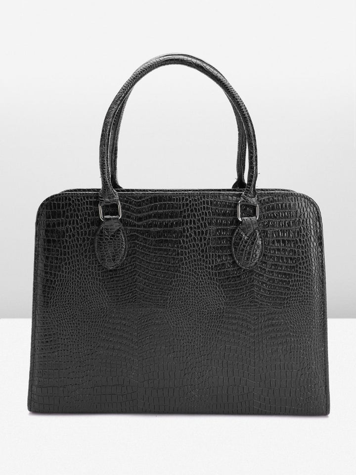 Lino Perros Women Croc Textured Structured Laptop Shoulder Bag