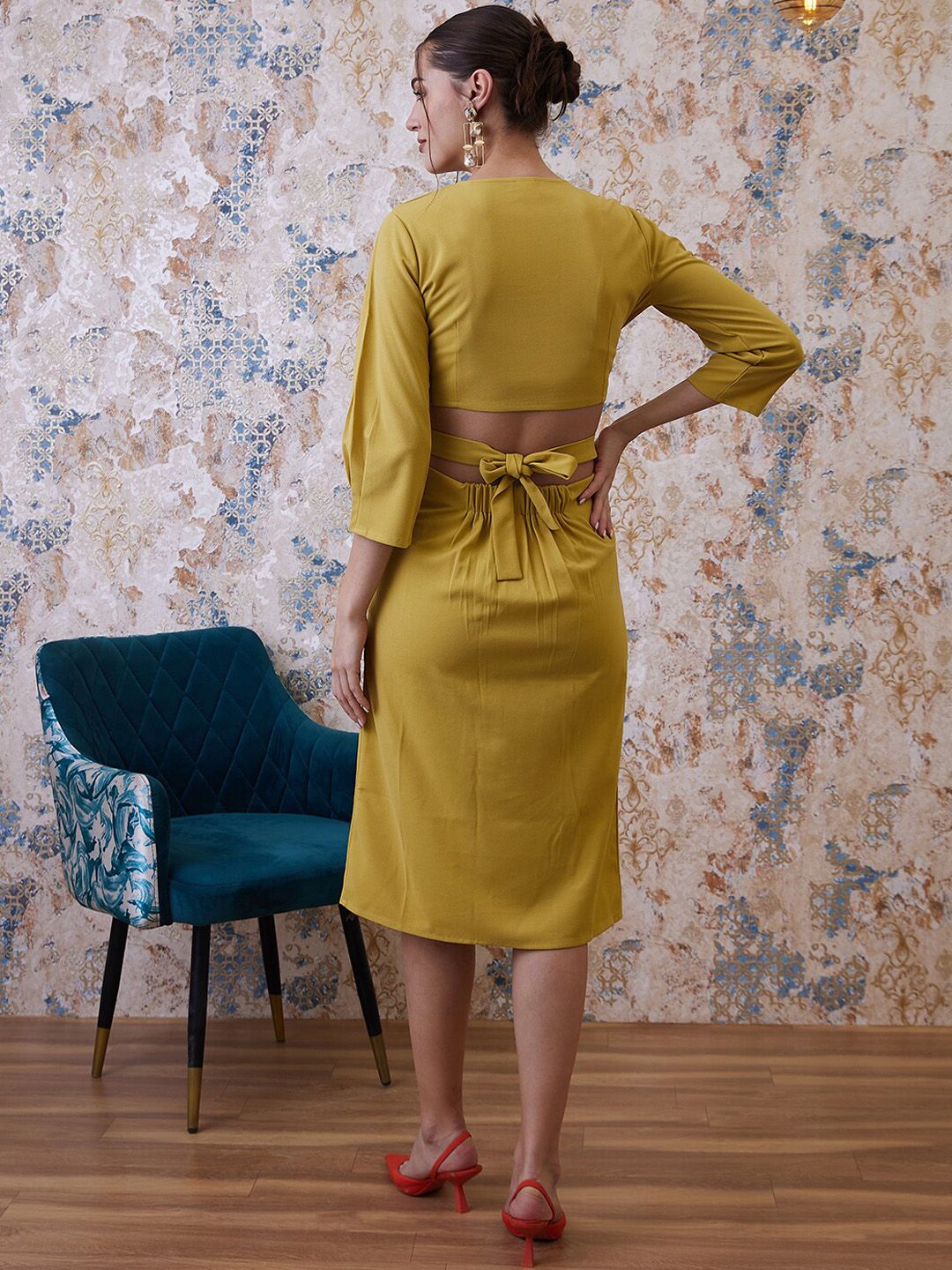 Athena Mustard Top With Slip-On Skirt
