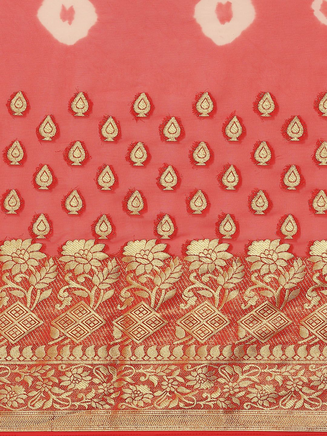 Saree mall Red & Peach-Coloured Woven Design Banarasi Saree