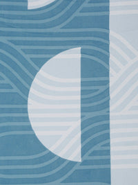 KLOTTHE Blue & White Geometric Printed 300 TC King Bedsheet With 2 Pillow Covers