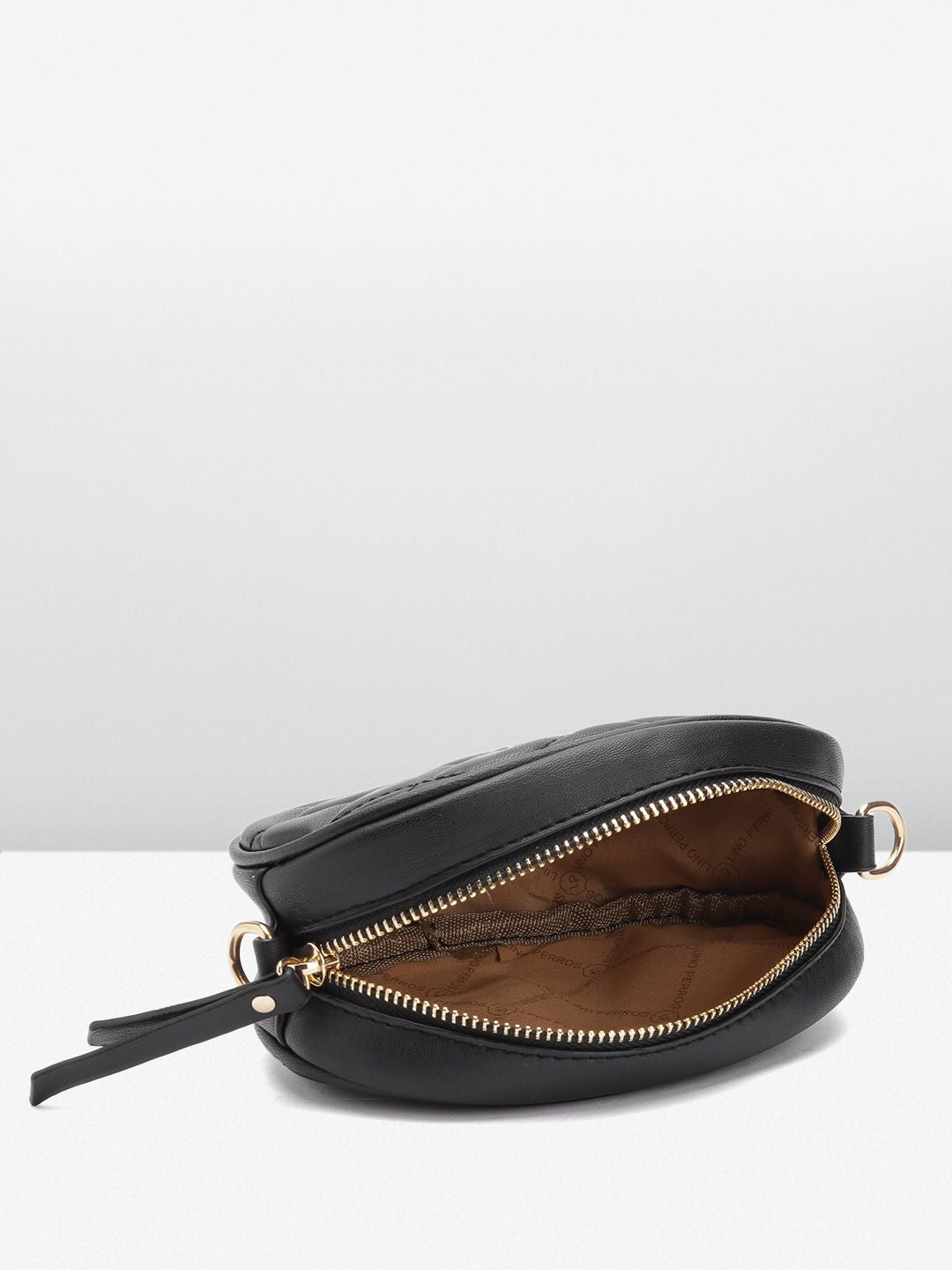 Lino Perros Geometric Textured Structured Sling Bag with Quilted Detail