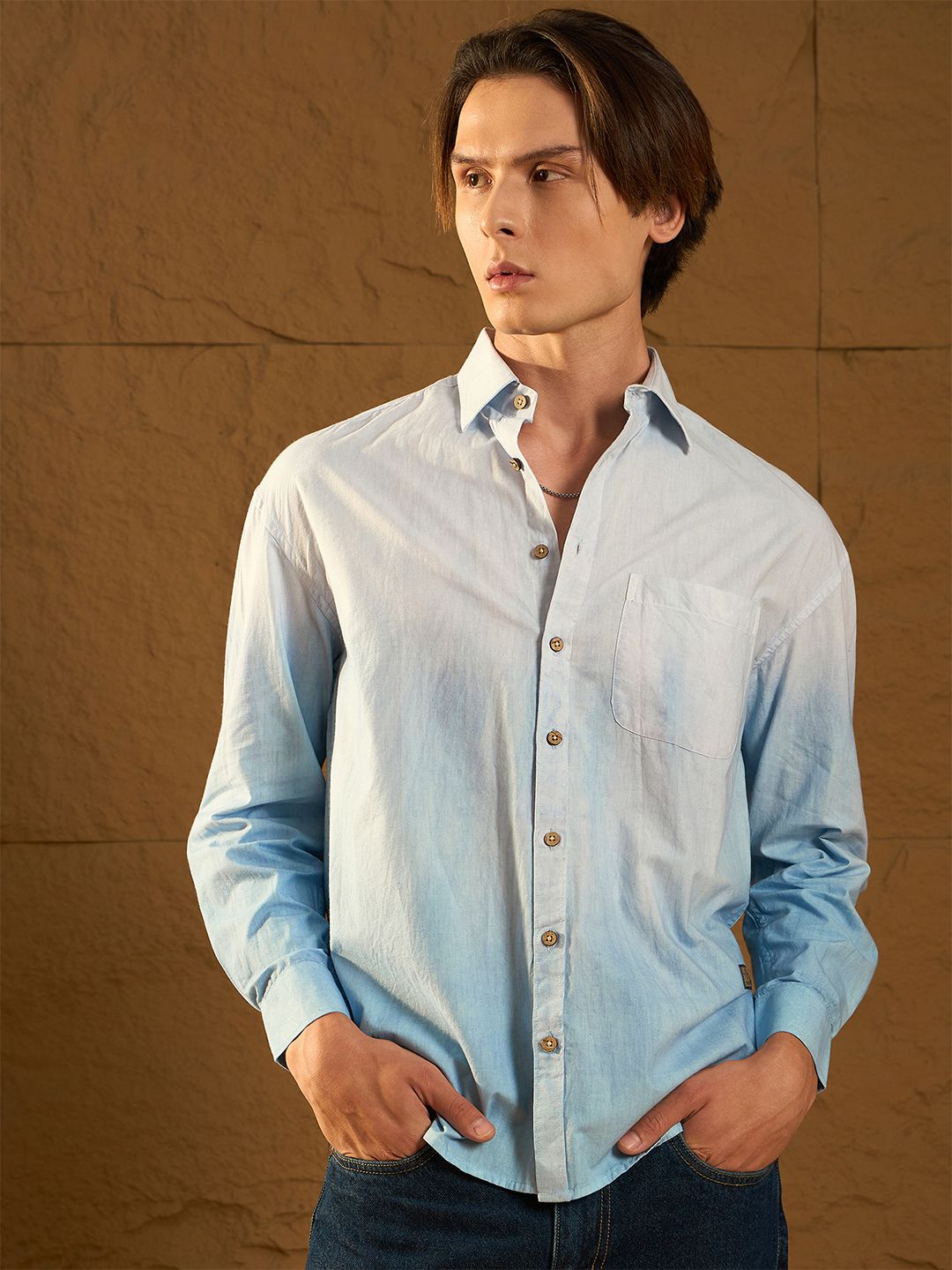 Dennison Drop Shoulder Oversized Ombre Dyed Shirt