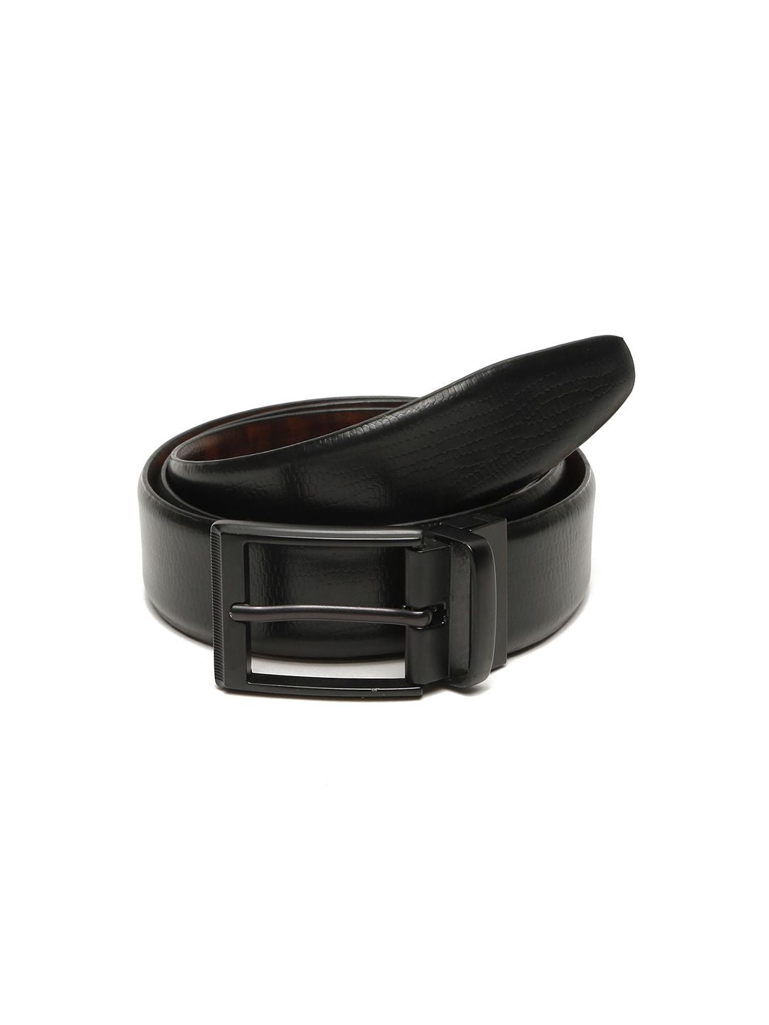 Teakwood Leathers Men Textured Leather Reversible Formal Belt