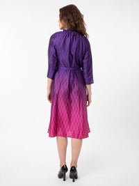 Rareism Abstract Printed Tie -Up Belted Neck A -Line Dress