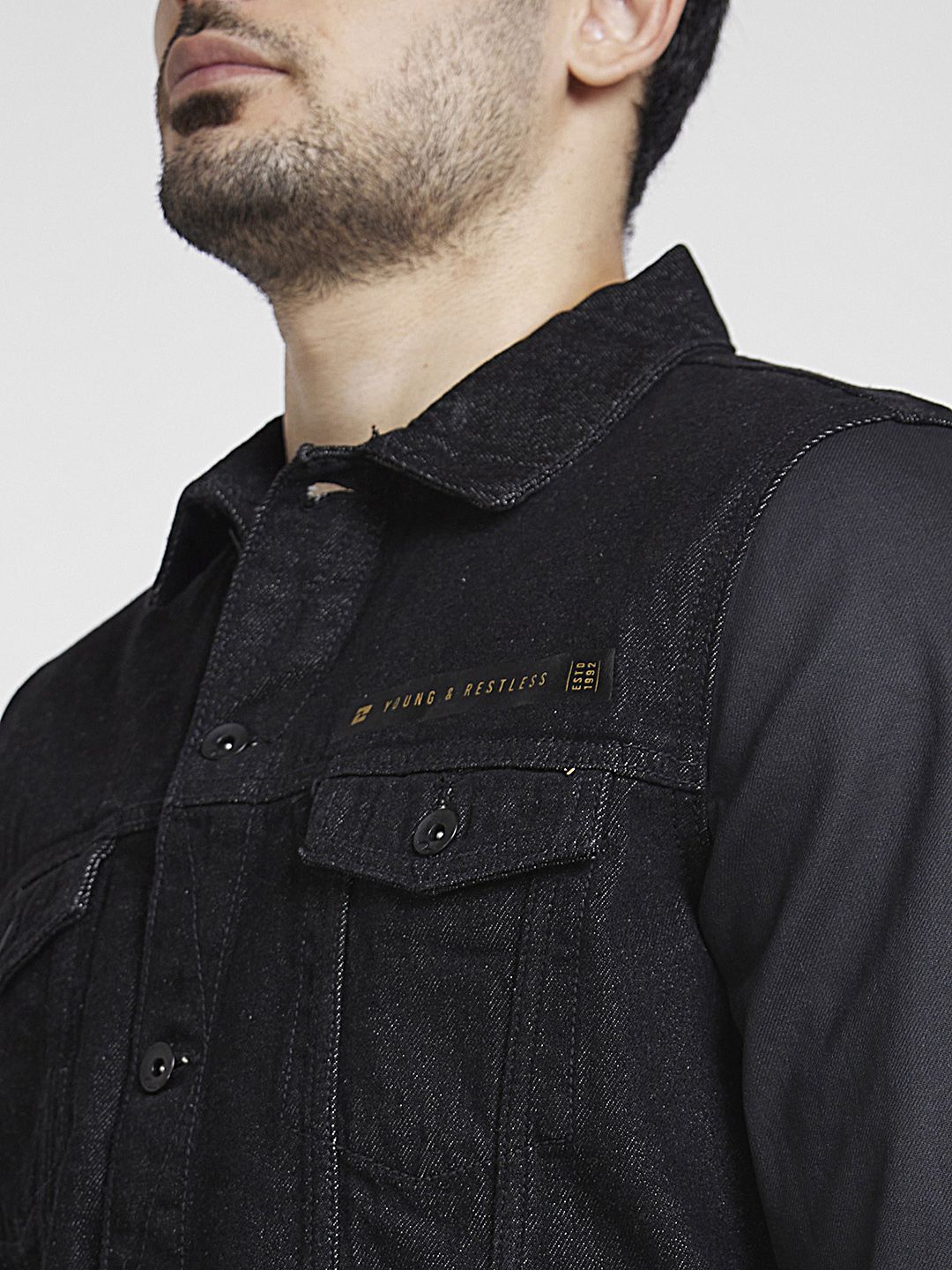 SPYKAR Solid Spread-Collar Pure Cotton Denim Jacket