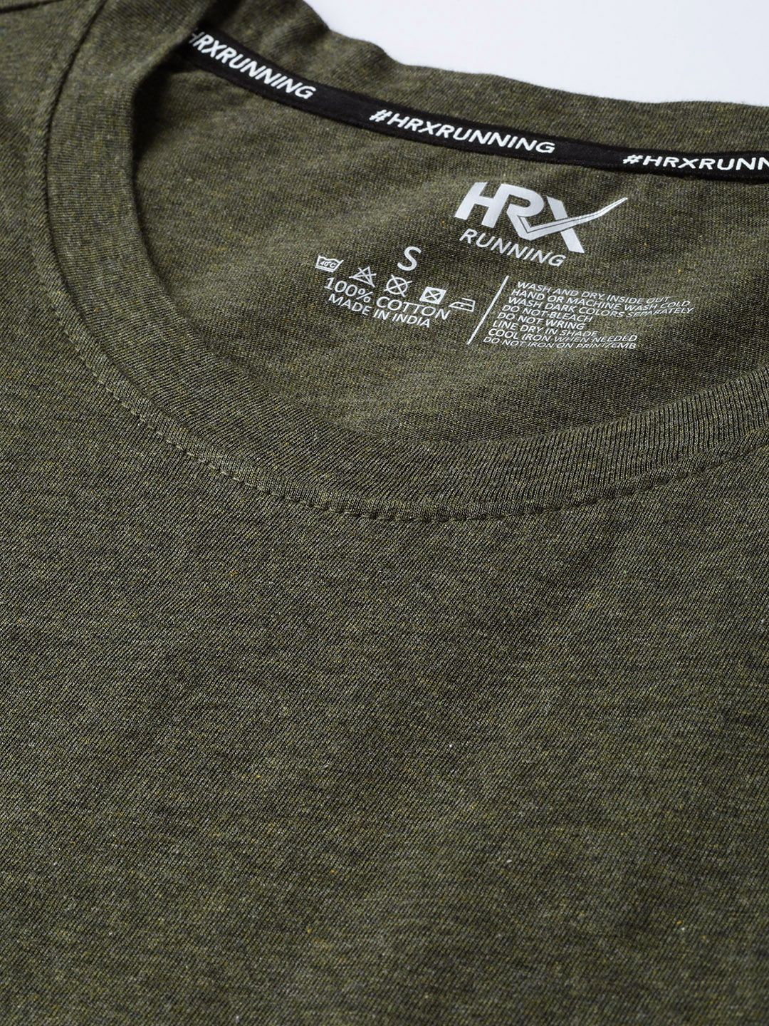 Hrx By Hrithik Roshan Women Olive Melange Solid Rapid-Dry Running Tshirt